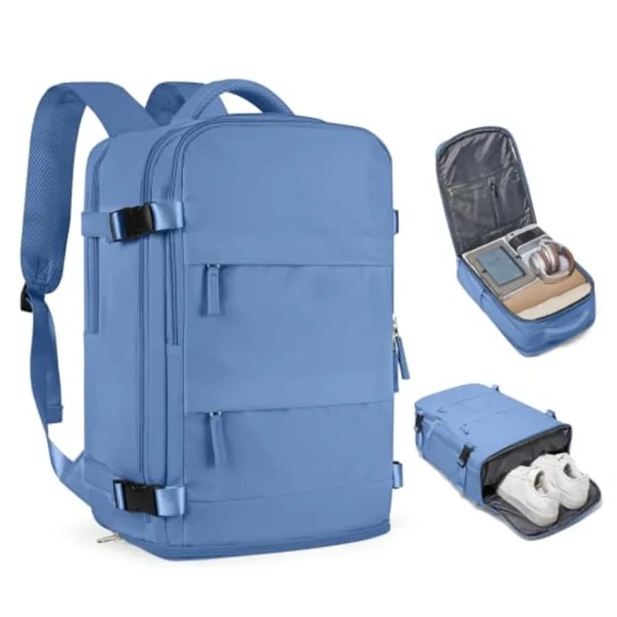 Zaino da viaggio per donna e uomo, approvato per il trasporto aereo, zaino da viaggio impermeabile, zaino sportivo, zaino casual da giorno
