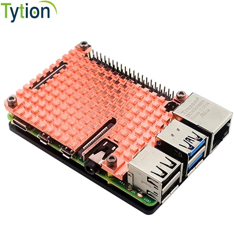 Raspberry Pi 4B Custodia in metallo per dissipatore di calore in rame puro Guscio di raffreddamento passivo Custodia in rame da 4 mm per Raspberry Pi 4 Modello B 4B