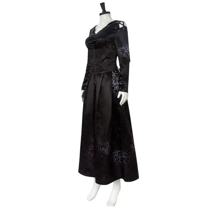 Bellatrix Lestrange Cos Costume Halliburton Black Witch Death Eater Gonna Halloween Costumes for Women 5;c,8'z,6.k;