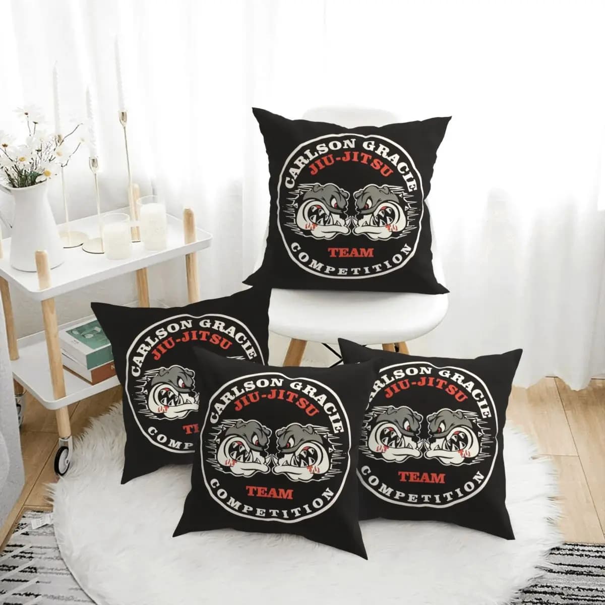 Carlson Gracie Jiu Jitsu Team 4pcs Square Pillowcase Pillow Cover Cushion Decor Comfort Throw Pillow for Home Sofa