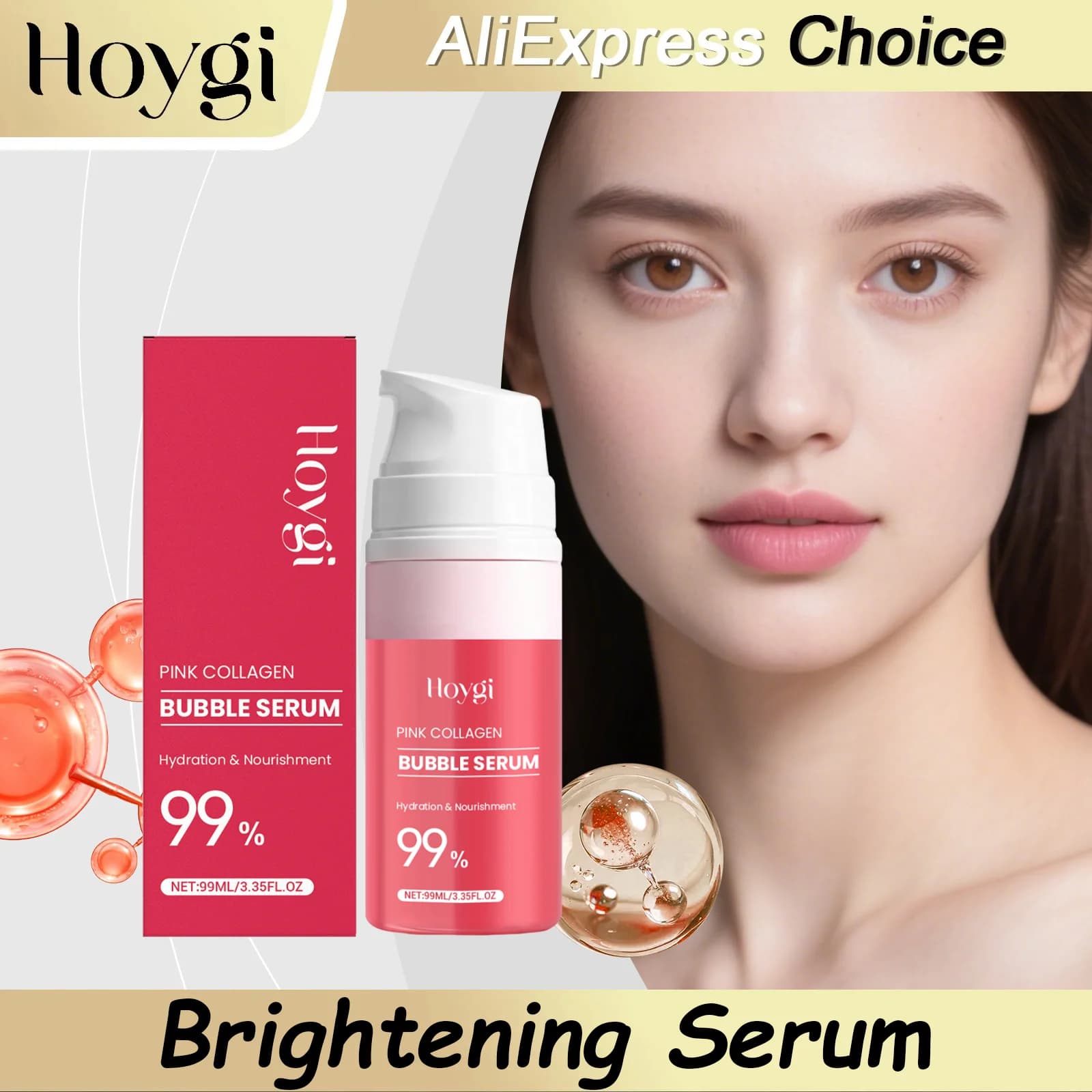 Siero Viso HOYGI al Niacinamide per Rimozione Melanina, Rassodante, Reduction Pori, Hydratante con Acid Hyaluronic, Essence for Secca Skin Care