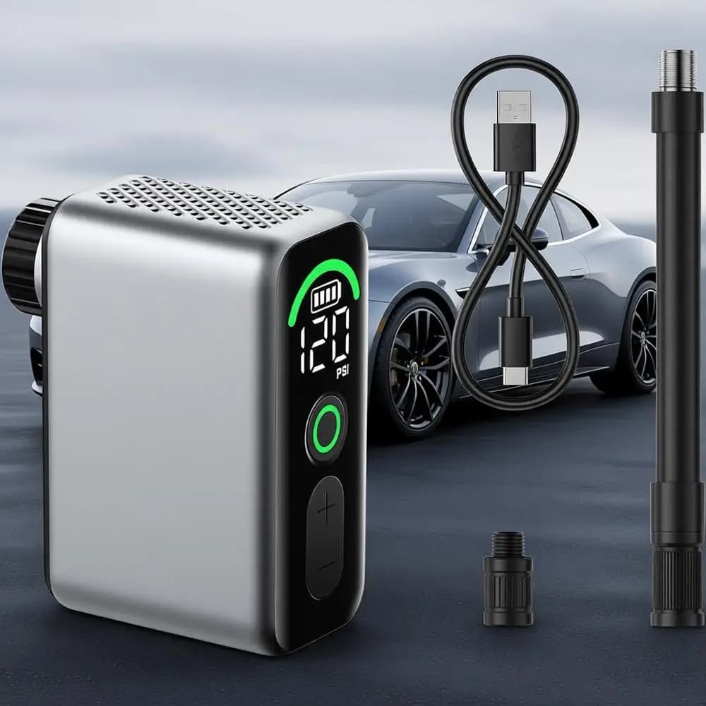 Mini Pompa Elettrica per Bicicletta, 120 PSI, Compatta con Valvole Presta e Schrader, Portatile per Bici da Strada