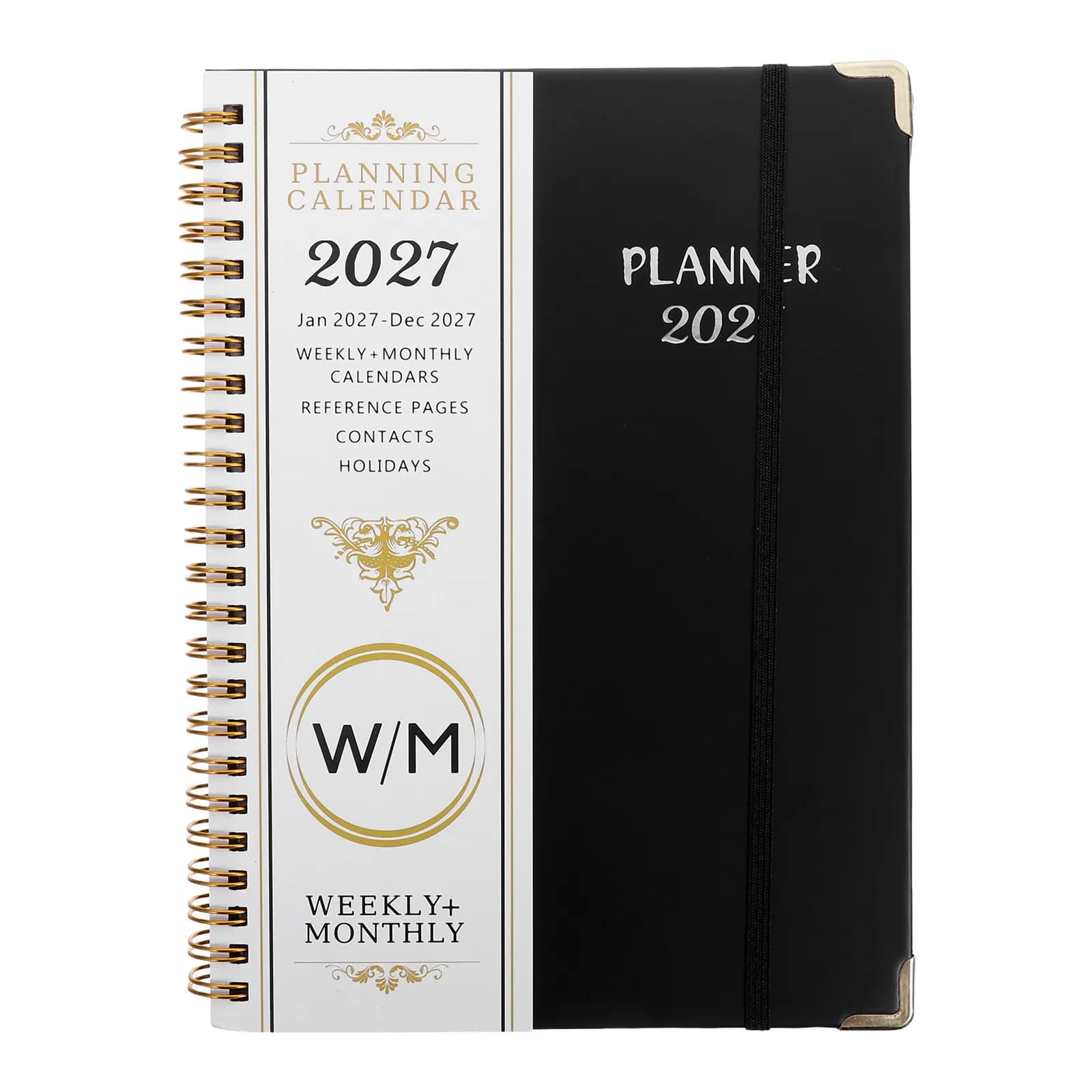 2027 Agenda Planner Elegant English Notebook Spiral Bound Weekly Monthly Calendar Planner Organizer for School College Teacher