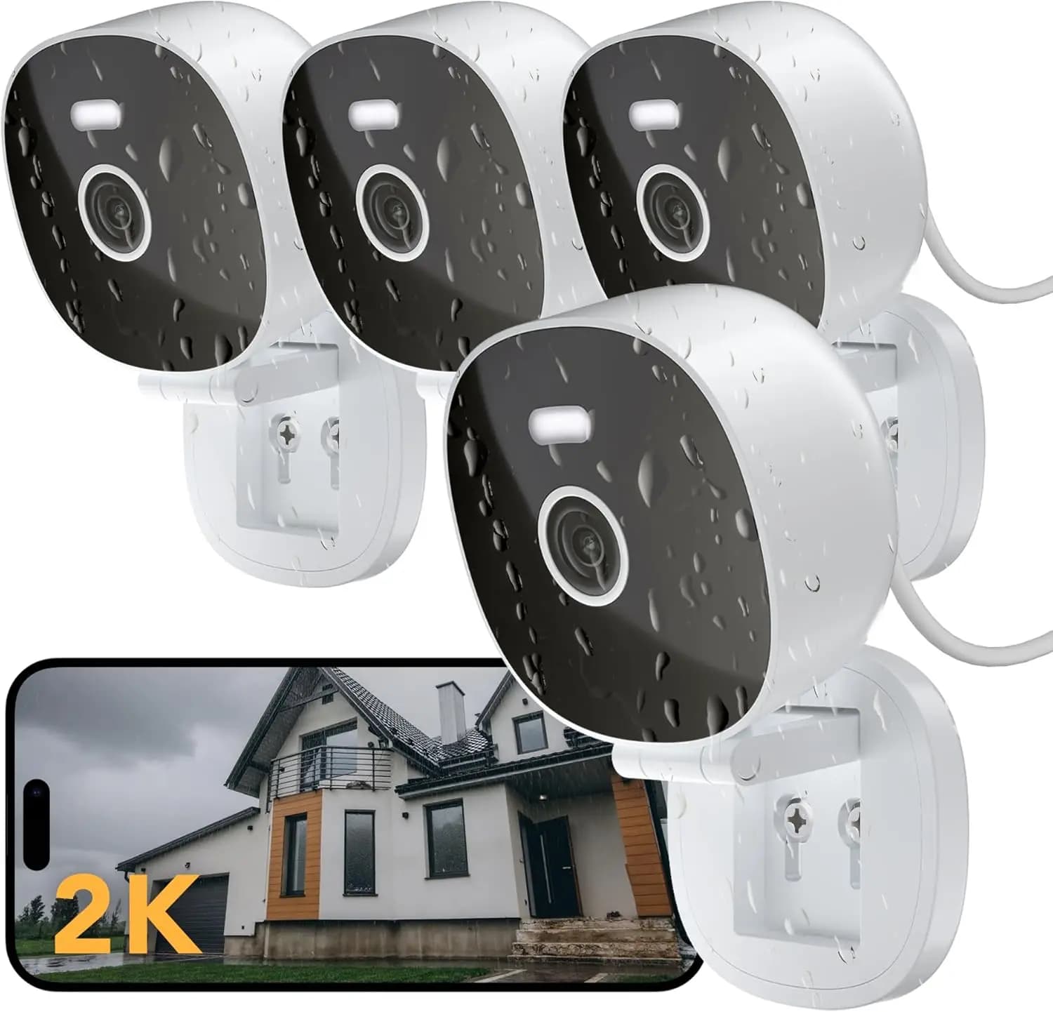 Telecamera di Sicurezza 2K per Casa, Animali Domestici, Monitoraggio Bambini, Impermeabile IP65 con Visione Notturna a Colori, Luce Bianca e Sirena