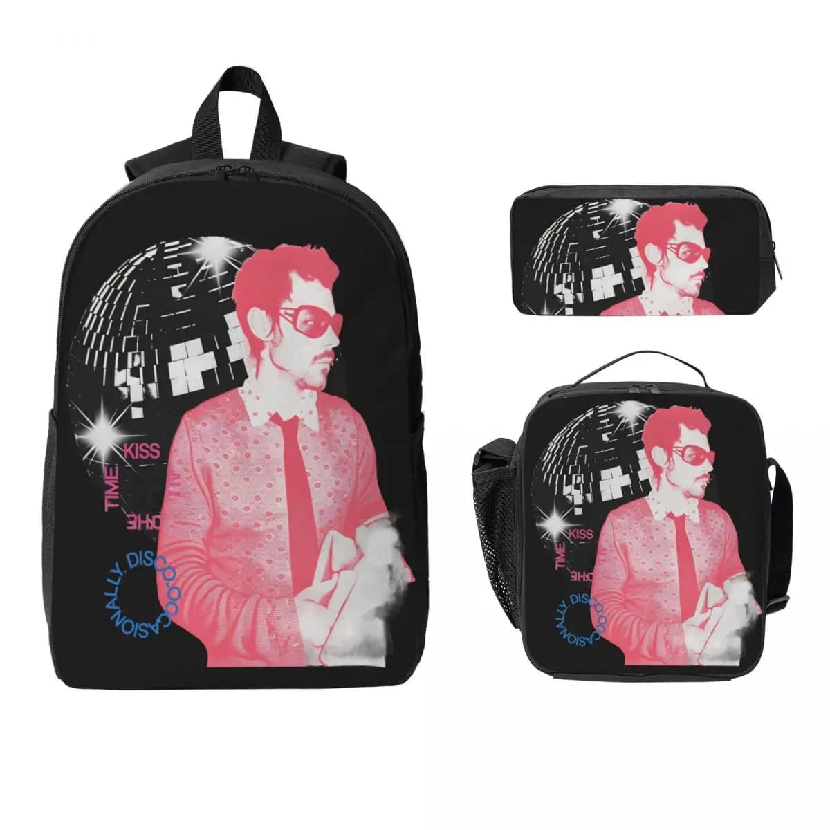 Harrys Styles Kiss All The Time Zaino per bambini, scatola per il pranzo, astucci per matite per ragazzi, zaini per l'asilo, set di zaini per la scuola