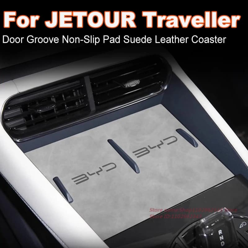 Tappetino antiscivolo per porta con slot per porta per JETOUR Traveller 2025 Scanalatura per porta Tappetino antiscivolo Sottobicchiere in pelle scamosciata Accessorio per interni auto