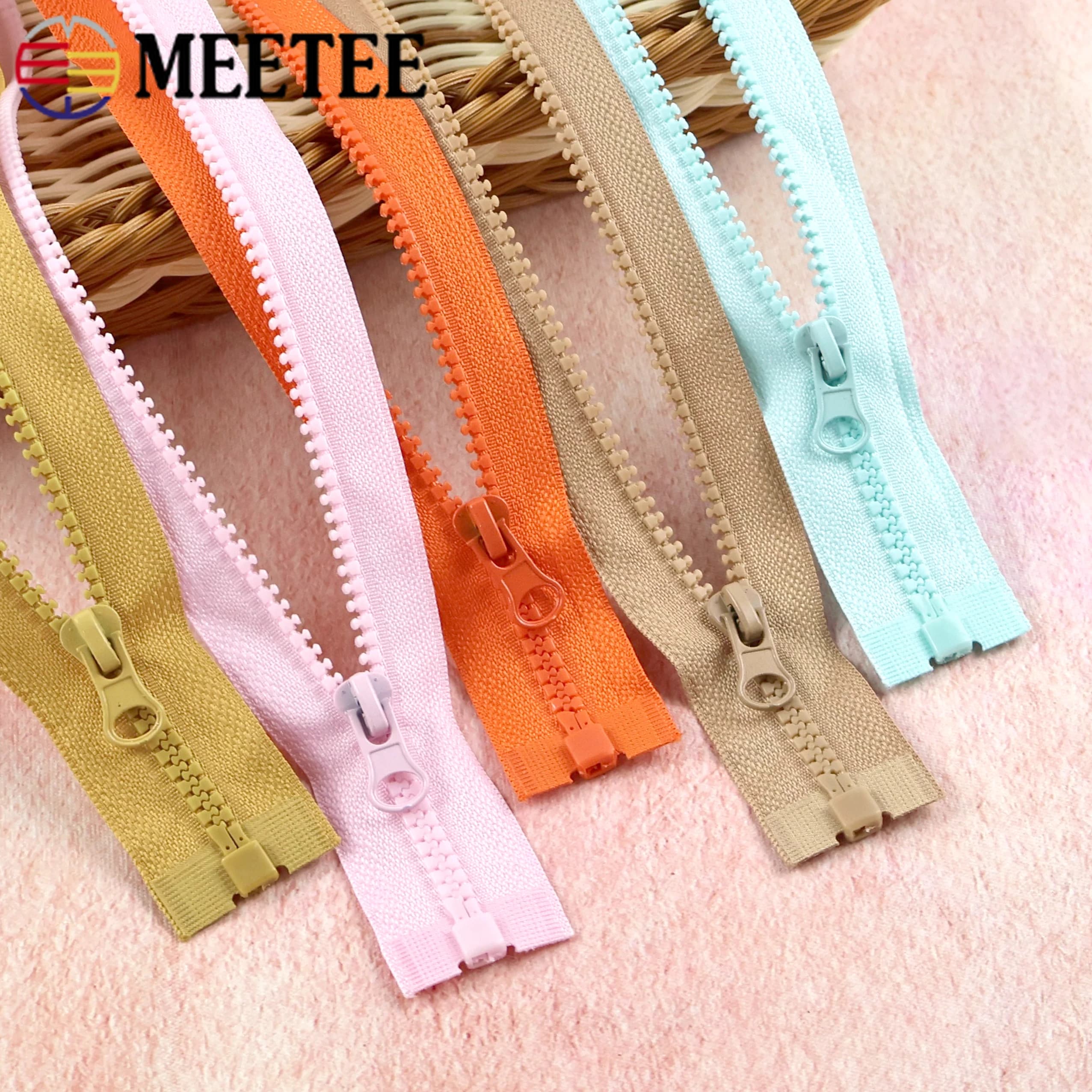 3/5 pezzi Meetee 5 # Cerniera in resina da 40-120 cm per chiusura tasche di abbigliamento, cerniere a fondo aperto, kit di riparazione fai da te, accessorio per cucito di capi d'abbigliamento