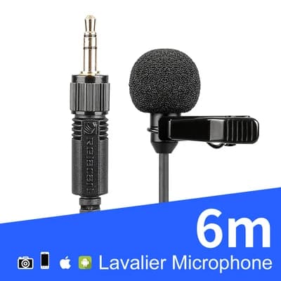 Relacart LM-P01 3.5mm 6M Clip-on Mini Microphone Lavalier Condenser Recording Microphone for VS BY-M1 interviews for Smartphone camera