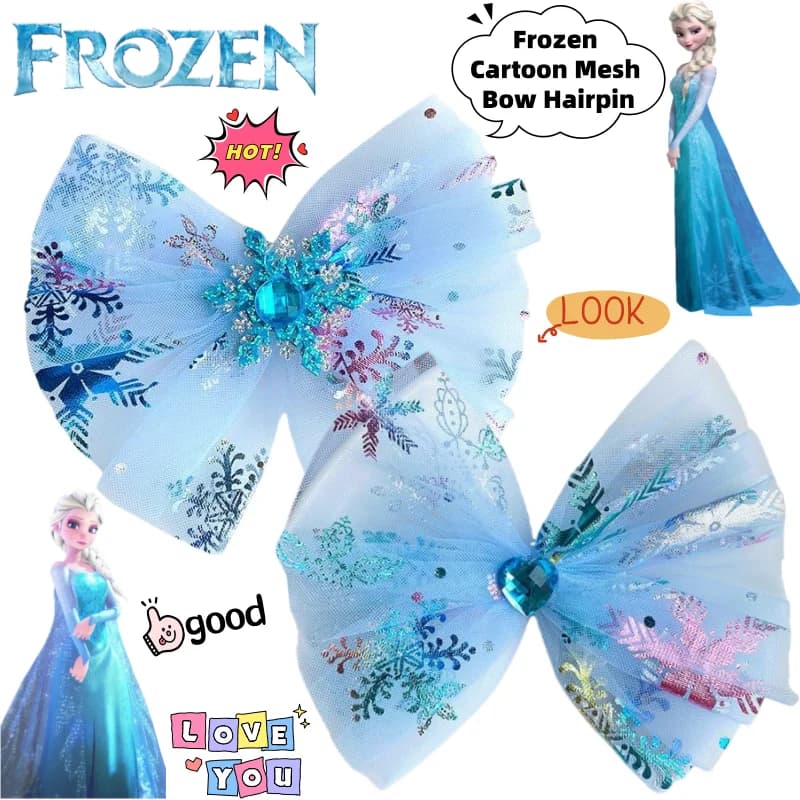 Fermacapelli a Rete con Fiocco Creativo Elsa Anna, Regalo Festivo, Accessorio per Capelli Anime Personalizzato, Vendita all'Ingrosso