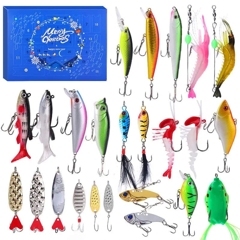 WEIHE 24pcs/1set Christmas Fishing Lure Gift Box Set, Fishing Tackle Lures Kit Fishing Lures