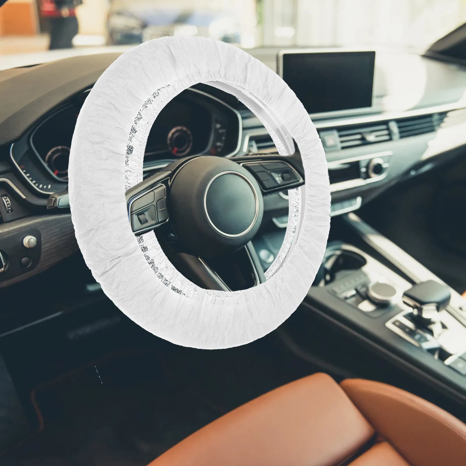 50 Pezzi Coprivolante Monouso in Tessuto Non Tessuto Universale per Auto, Protezione per Servizi di Riparazione e Lavaggio Veicoli