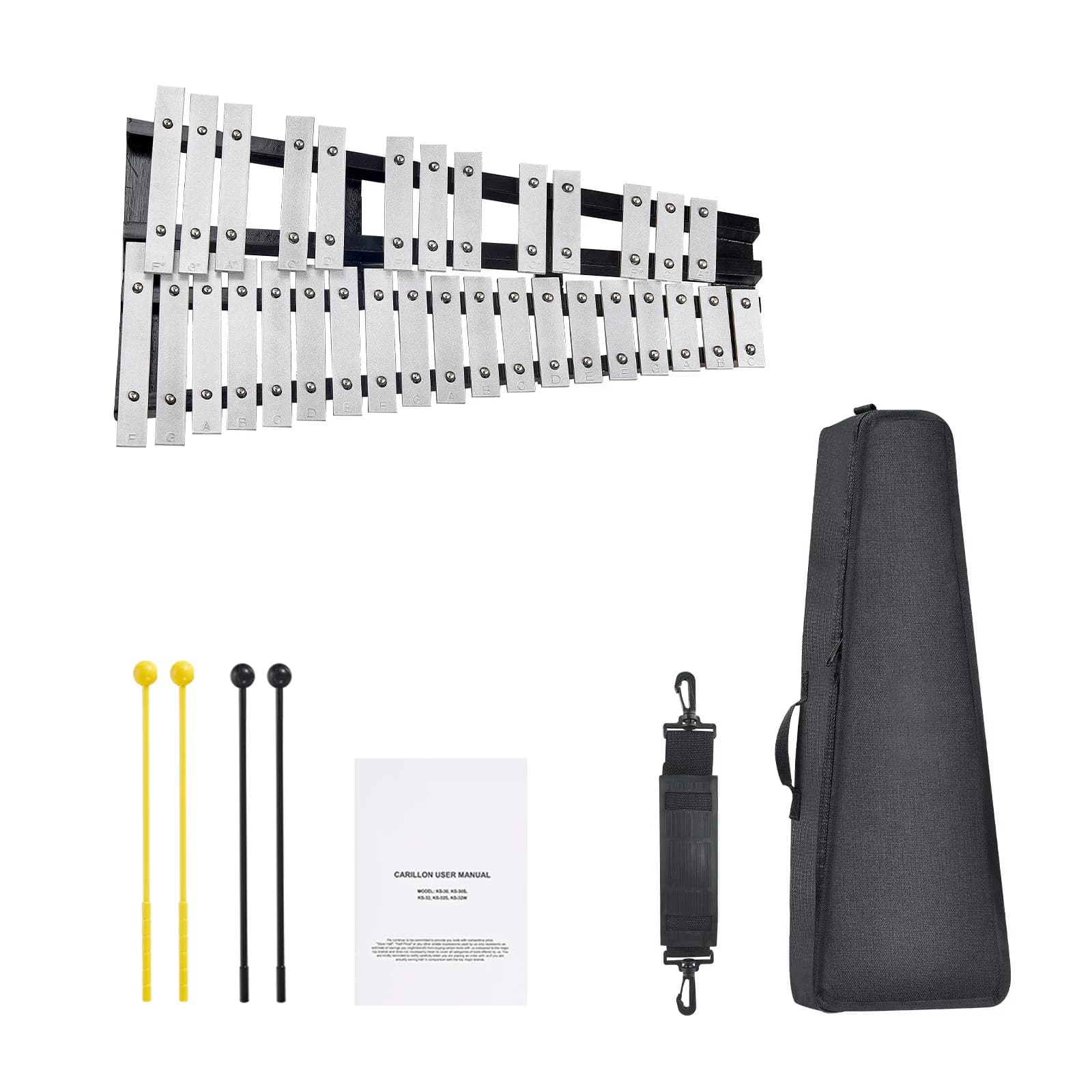 SucceBuy Glockenspiel a 32 Note, Xilofono con Campanelli, Strumento a Percussione con Bacchette e Borsa per il Trasporto, per Adulti e Studenti