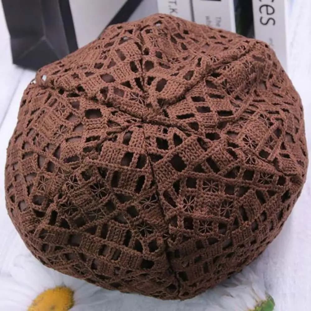 Cappello Beanie Traforato con Ricamo Floreale, Traspirante, da Donna, Stile Baseball, con Visiera Avvolgente, Turbante, per Autunno ed Estate