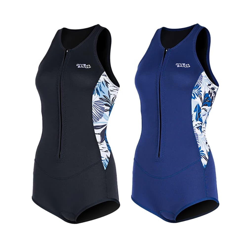 2 mm neoprene women's full dive, sleeveless, with zipper, for diving, underwater fishing, snorkeling, summer swimsuit