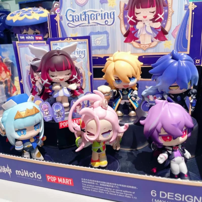 Pop Mart Genshin Impact New Year Gathering Q Version Blind Box Kawaii Anime Figurines Mystery Box Decorazioni per la casa Giocattoli per i fan degli anime