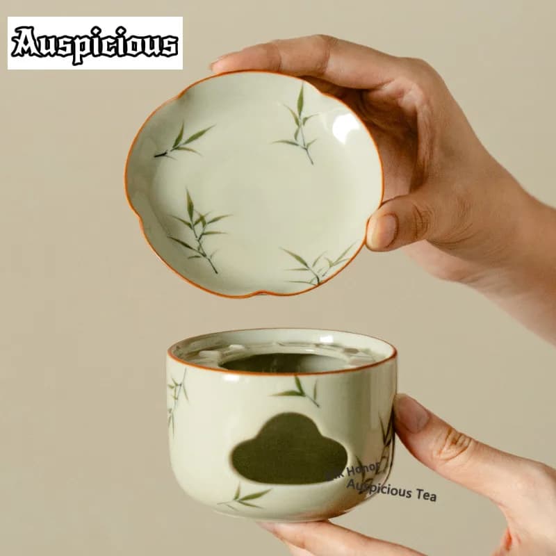 Hand-painted Bamboo Tea Warmer Holder Candle Heater Stove Household Kettle Stand Boiling Water Carbon Furnace For Tea Craft Gift
