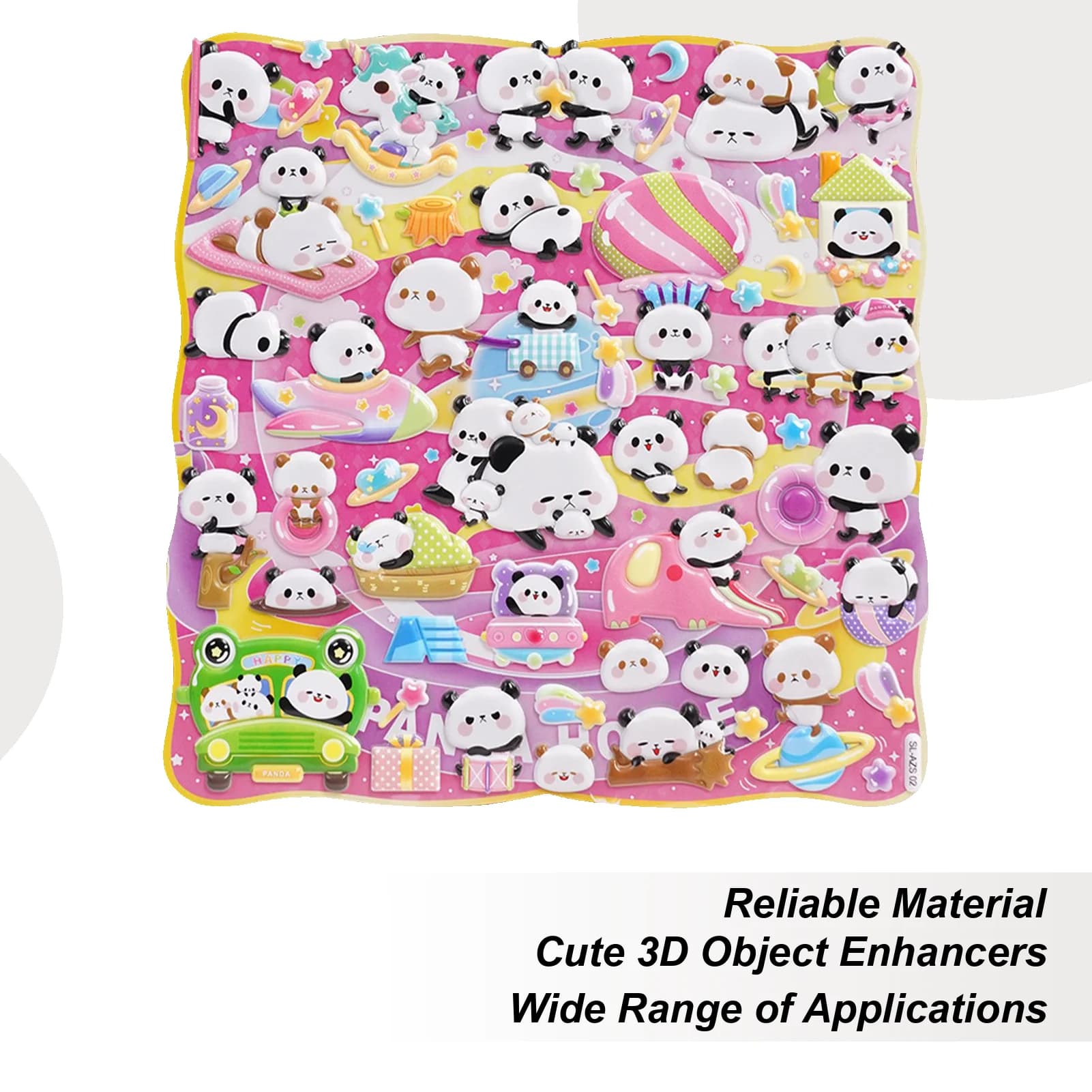 Adesivi 3D a Rilievo a Forma di Panda, 2 Pezzi, Decorazioni Gonfie per Scrapbook, Cover per Telefono, Quaderni, Diari e Agende