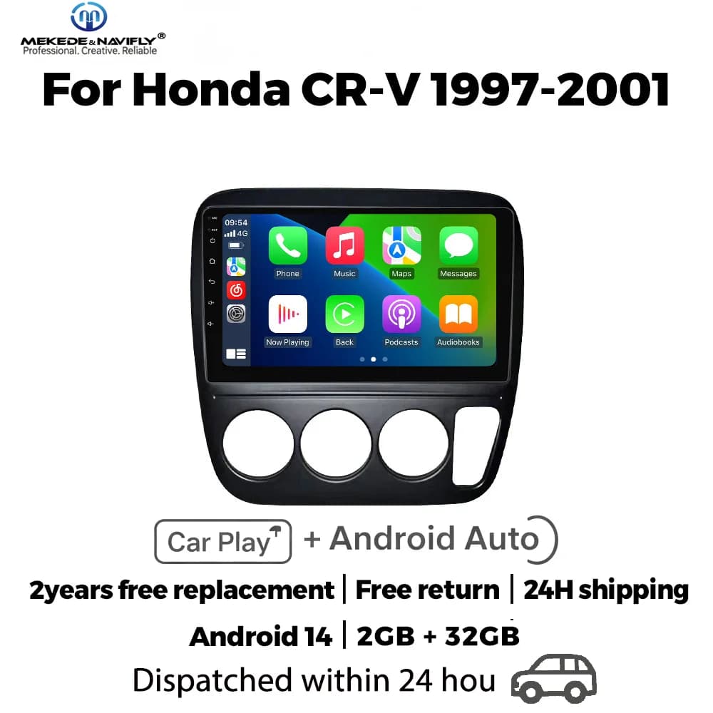 MEKEDE&NAVIFLY Autoradio Android 14 for Honda CRV CR-V 1997-2001 with Carplay Wireless, GPS Navigation and Intelligent Central Audio System