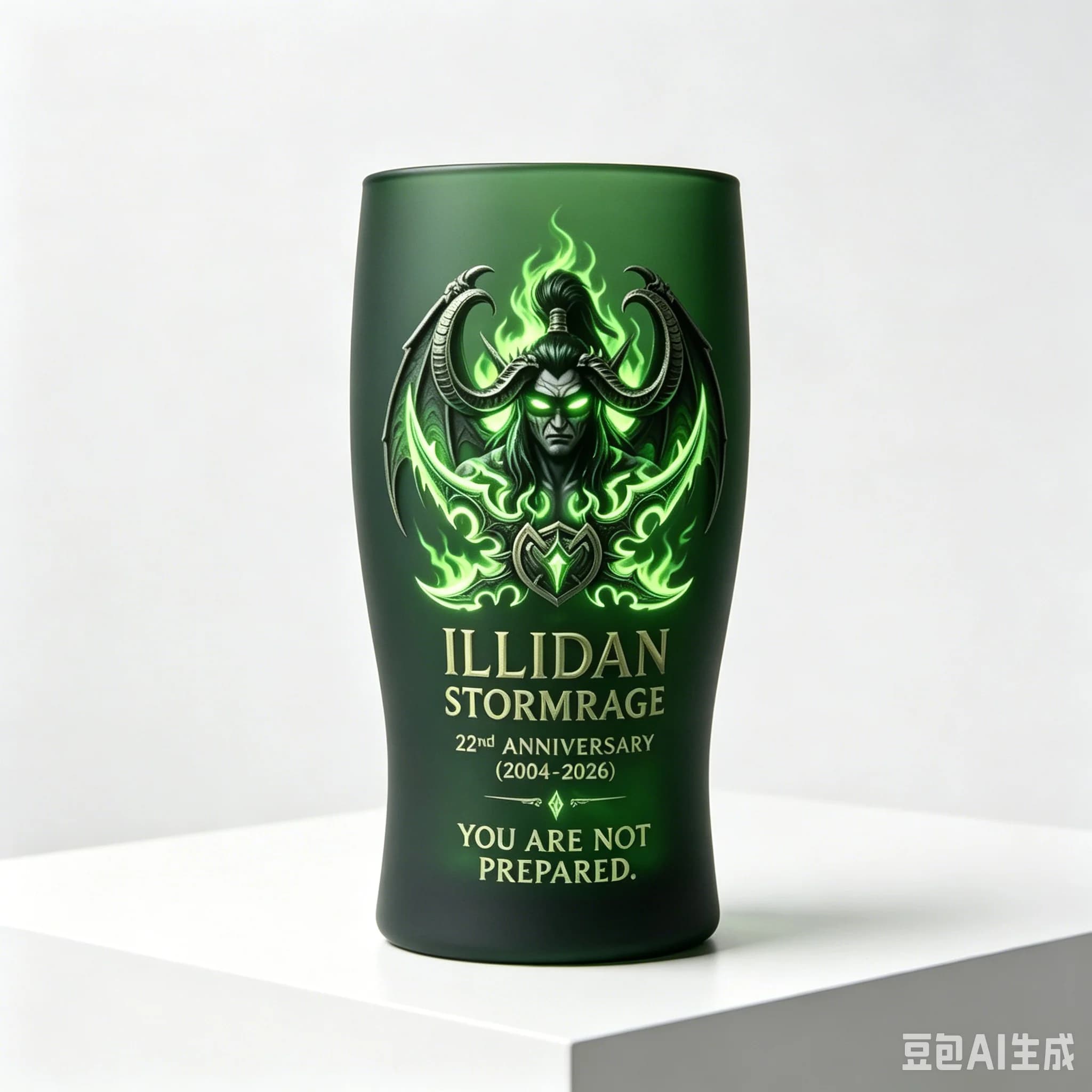 Bicchiere da Birra World of Warcraft Illidan Stormrage, Tazza Creativa Verde per Fan del Gioco, Mug da Collezione per Bar e Feste