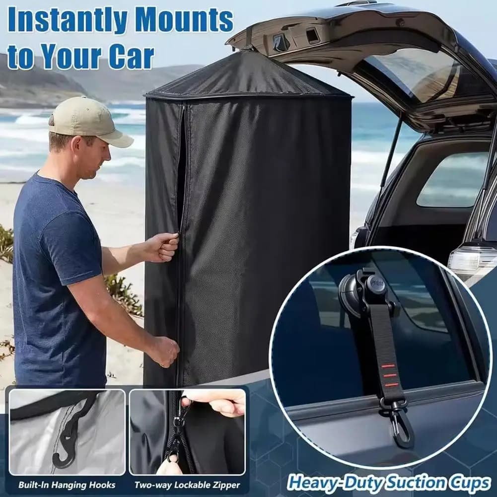 Portable Camping Shower Changing Room Outdoor Tent Beach Toilet Compartment With Suction Cup Tailgate Hanging Tent