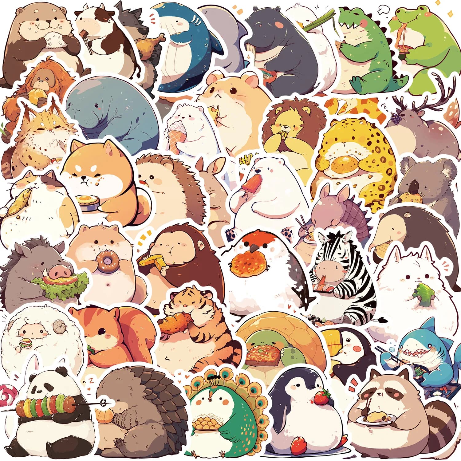 50 Cute Animal Stickers Fat Pack Funny Stickers for Water Bottles Laptop Scrapbook Luggage Phone, Icicrim Vinyl Waterproof