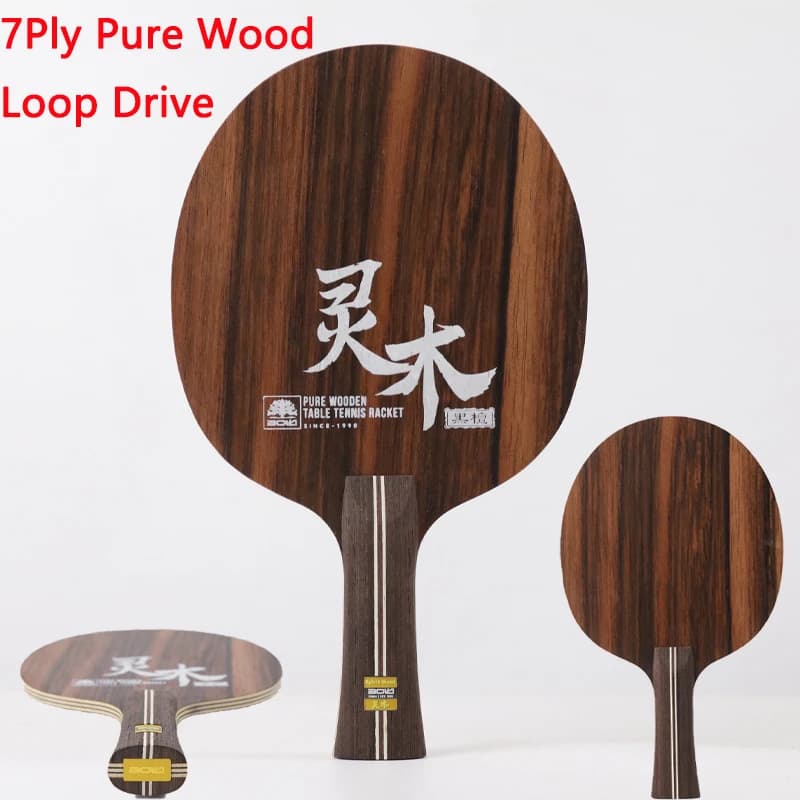 BOKI Ebony Spirit Racchette da ping pong 7 strati Legno puro Ebano Strato superiore Materiale Ayous Professionale Pings Pong Paddle Loop Drive