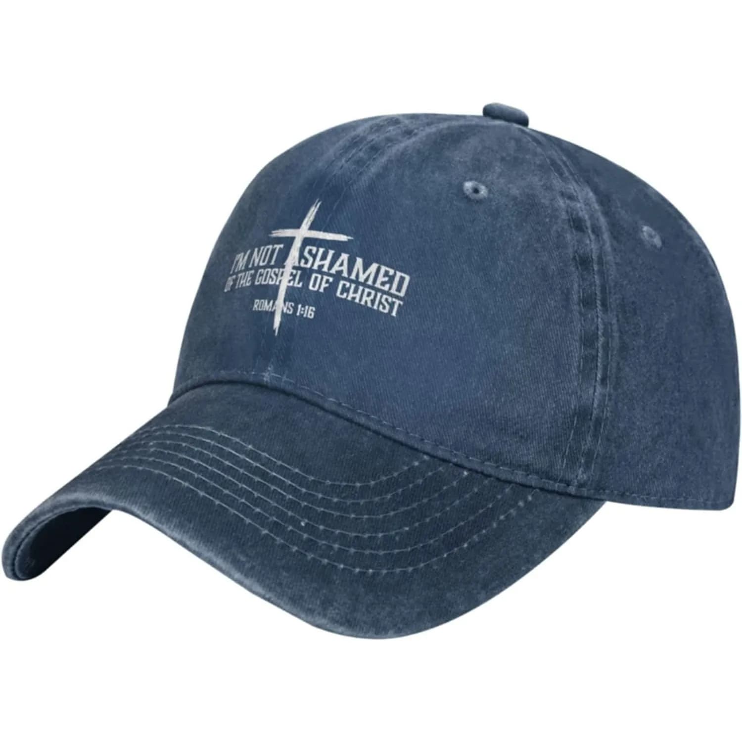 Cappellino da Baseball Cristiano 'I'm Not Ashamed' Romani 1:16, in Cotone Lavato e Invecchiato, Unisex