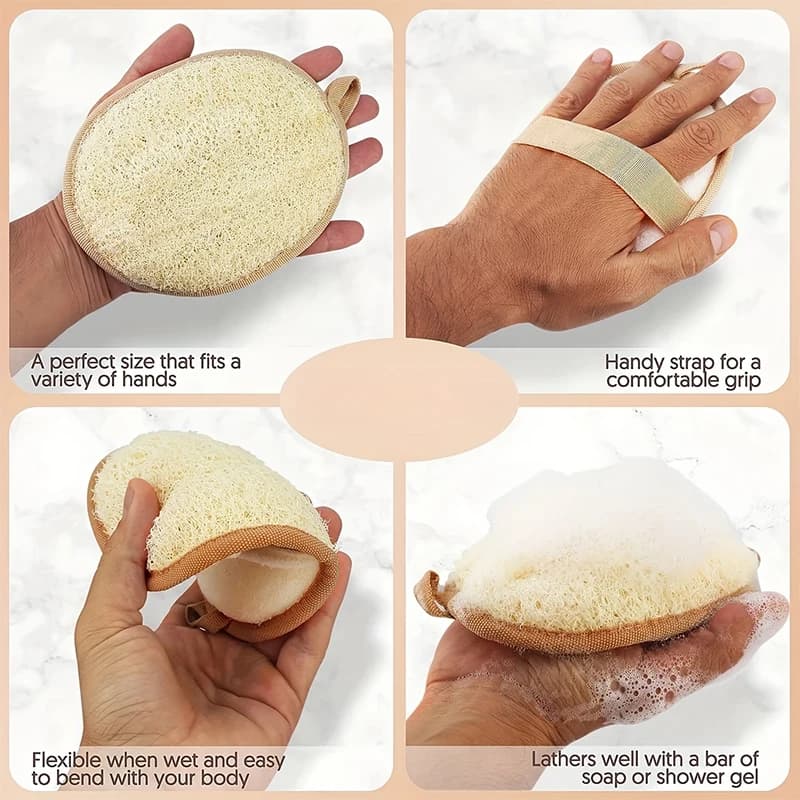 Luffa naturale Scrubber per il corpo Bagno Spugna esfoliante Spazzola per doccia morbida Tampone detergente Esfoliante Soffio per doccia Strumento per la cura della pelle del corpo