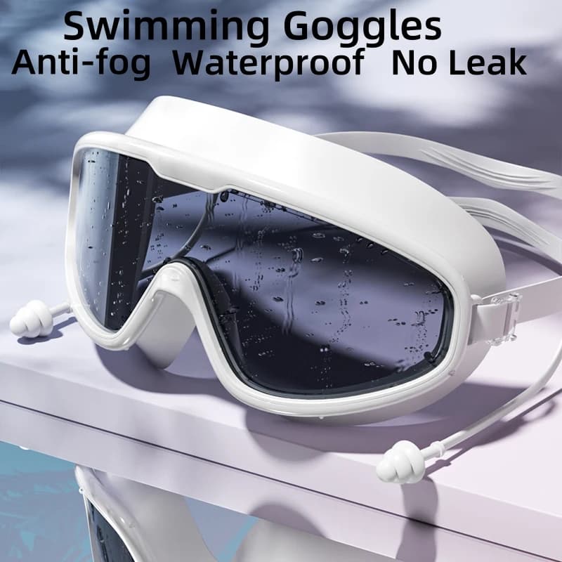 Swimwear with large frame, HD lenses and waterproof swimming glasses for adults, men's and women's shower pool