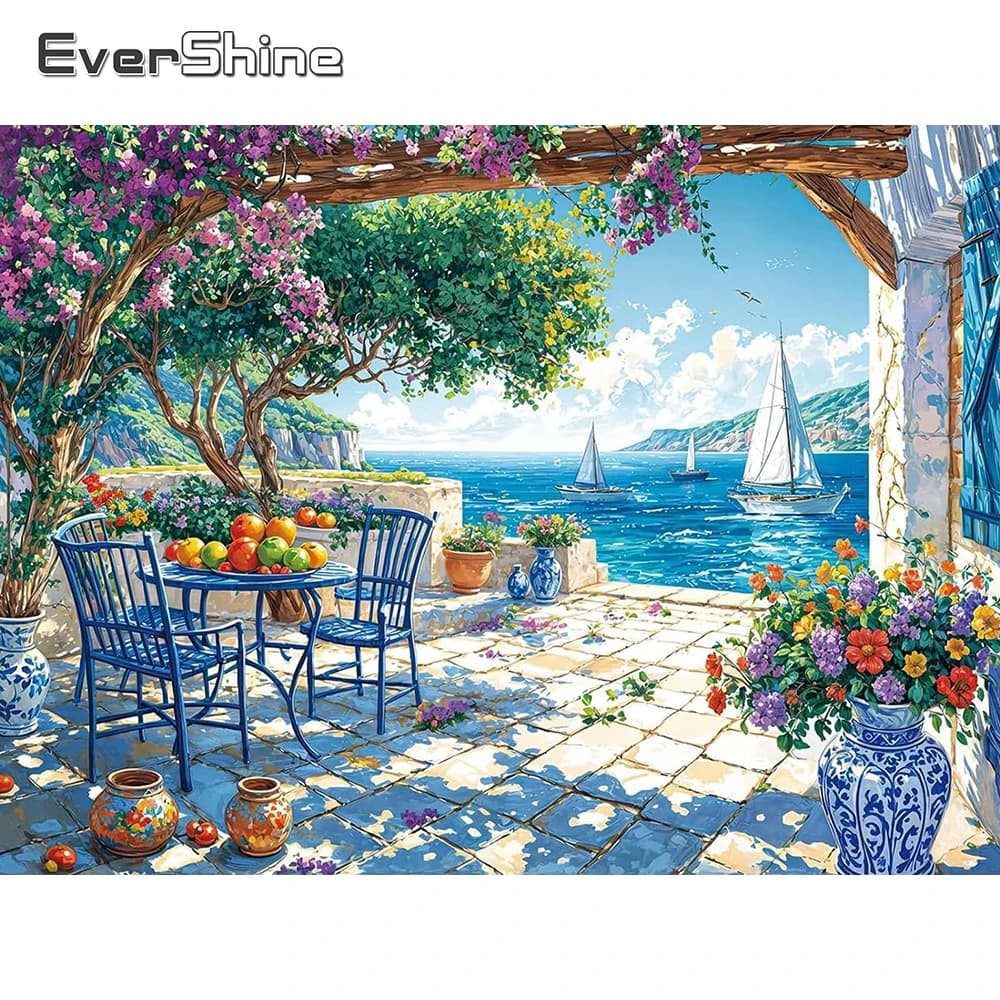 EverShine Seaside Diamond Mosaic Landscape DIY Pattern for Adults Beginners Painting Acrylic Craft Supplies Handmade Hobby