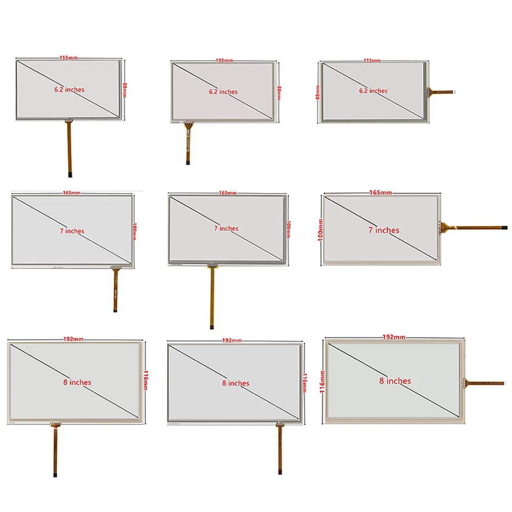 10pcs/Lot 6.2/7/8 Inch 4Pin Digitizer Touch Screen Panel For Car DVD GPS Navigation Multimedia Handwritten screen Panel Glass