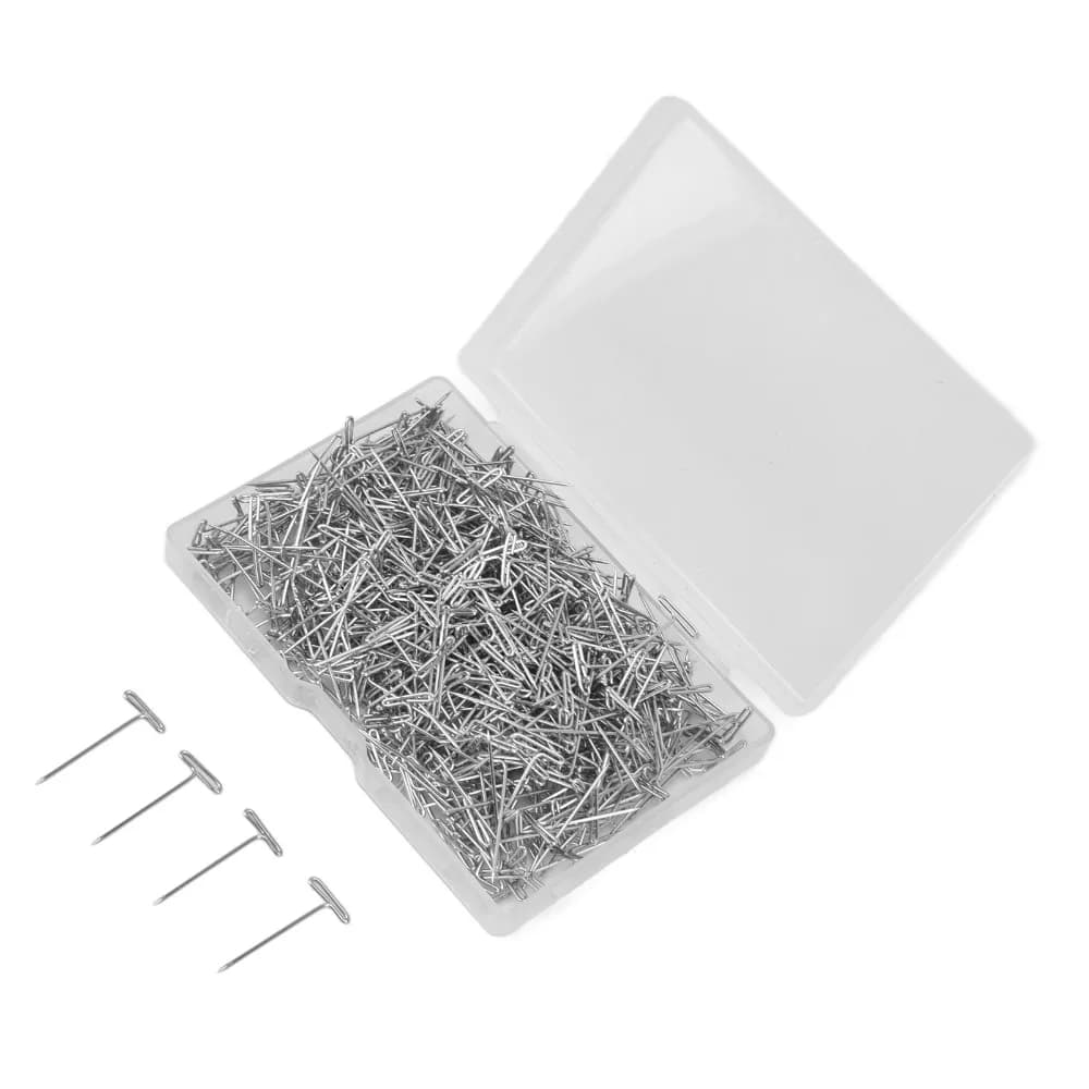 500 Pieces T Pins from 27mm Easy to store in Plastic Box, Pins for Extension Hair, Positioning Pins for Craftsmanship