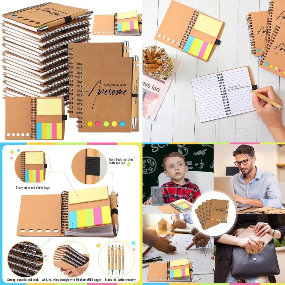 Confezione da 40 Quaderni a Spirale Ispirazionali con Note Adesive e Penne Motivazionali per l'Apprezzamento dei Dipendenti