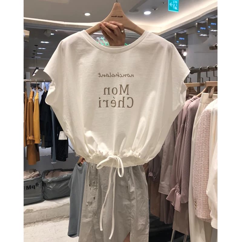T-shirt da donna estiva a maniche a pipistrello larghe, nuovo stile coreano, versatile, con design a mezza manica, in misto poliestere