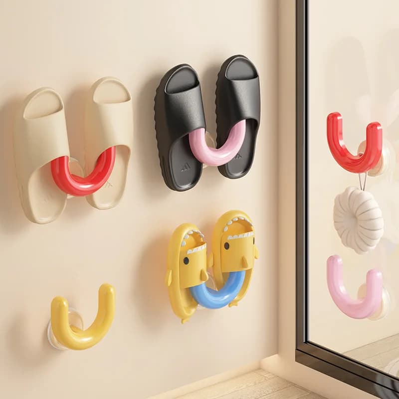 2Pcs Suction Cup Bathroom Hanging Rack No Drill Wall Mount Jewelry Hair Accessory Slipper Hook Organizer Back Of Toilet Door Sto