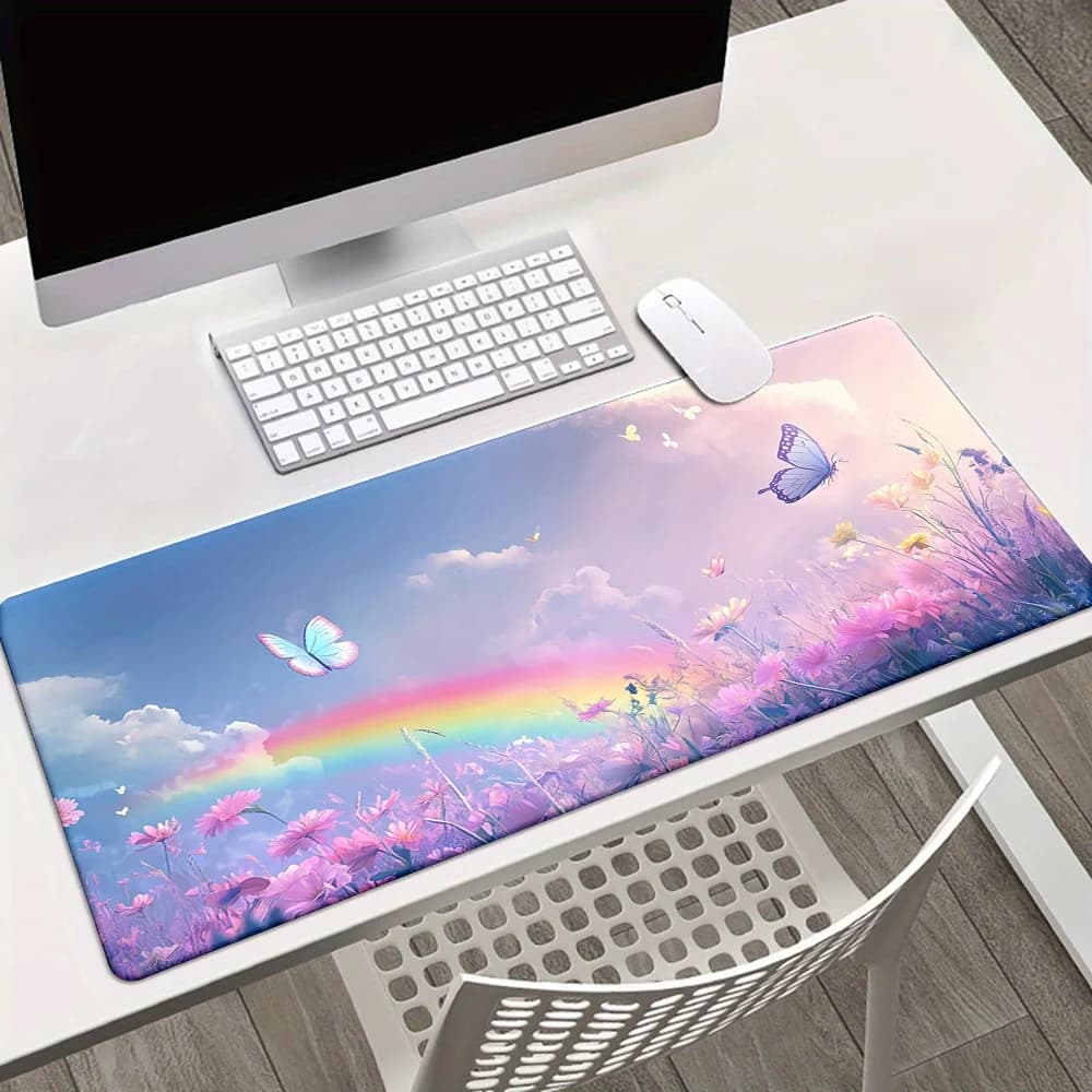 Tappetino per mouse con stampa HD Butterfly Rainbow - Tappetino da scrivania multifunzionale per giochi, tastiera da ufficio e accessori per computer