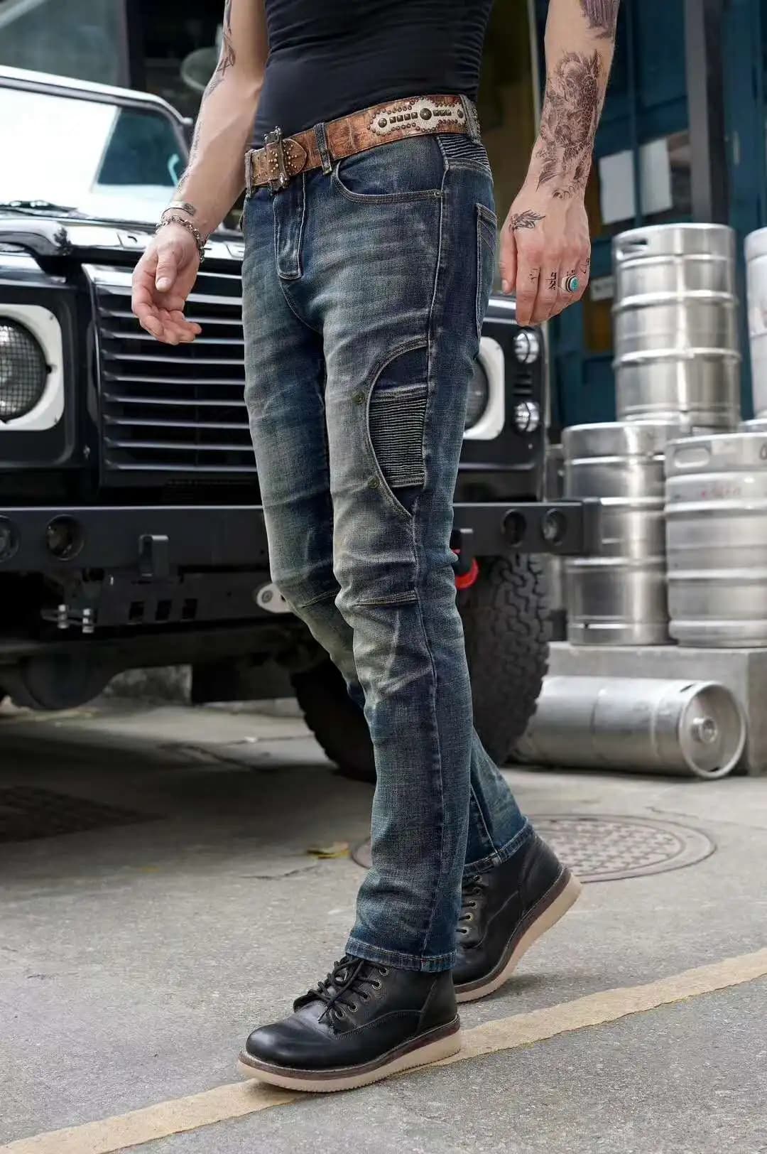 Uglybros High Quality Motorcycle Riding Pants Loose Straight Locomotive Jeans Casual Motorbike Protective Trousers