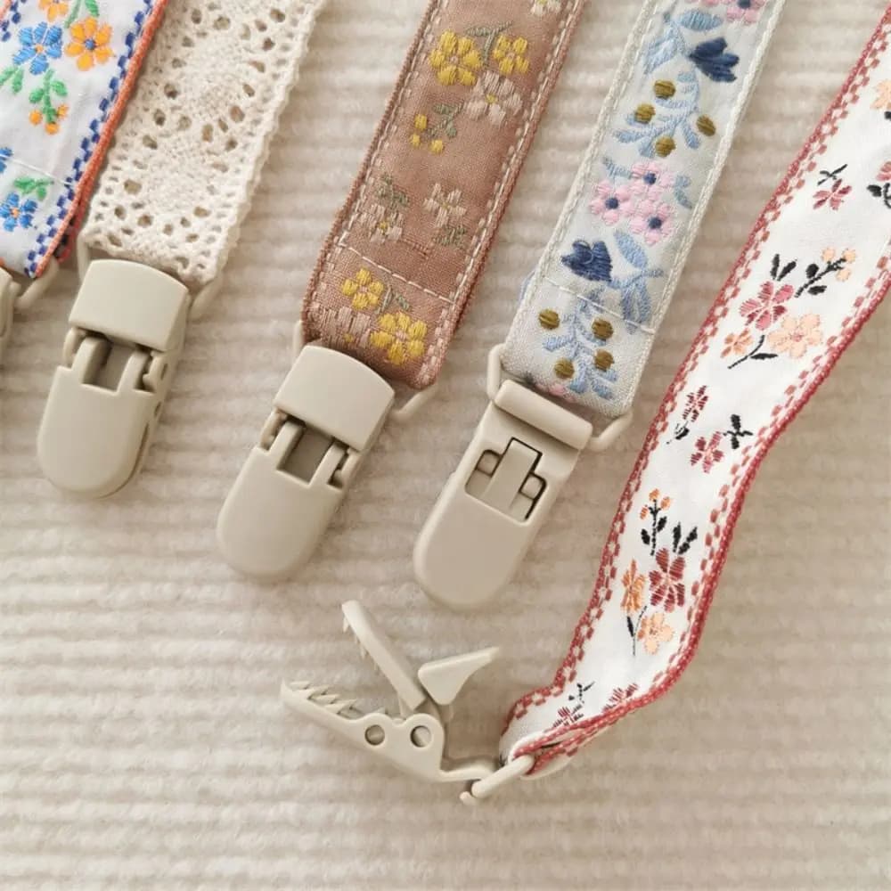 Catenella Portaciuccio in Stile Etnico per Neonati, Regolabile con Motivo Floreale, Clip per Ciuccio, Cinghie per Massaggiagengive, Clip Porta Tettarelle per Bambini