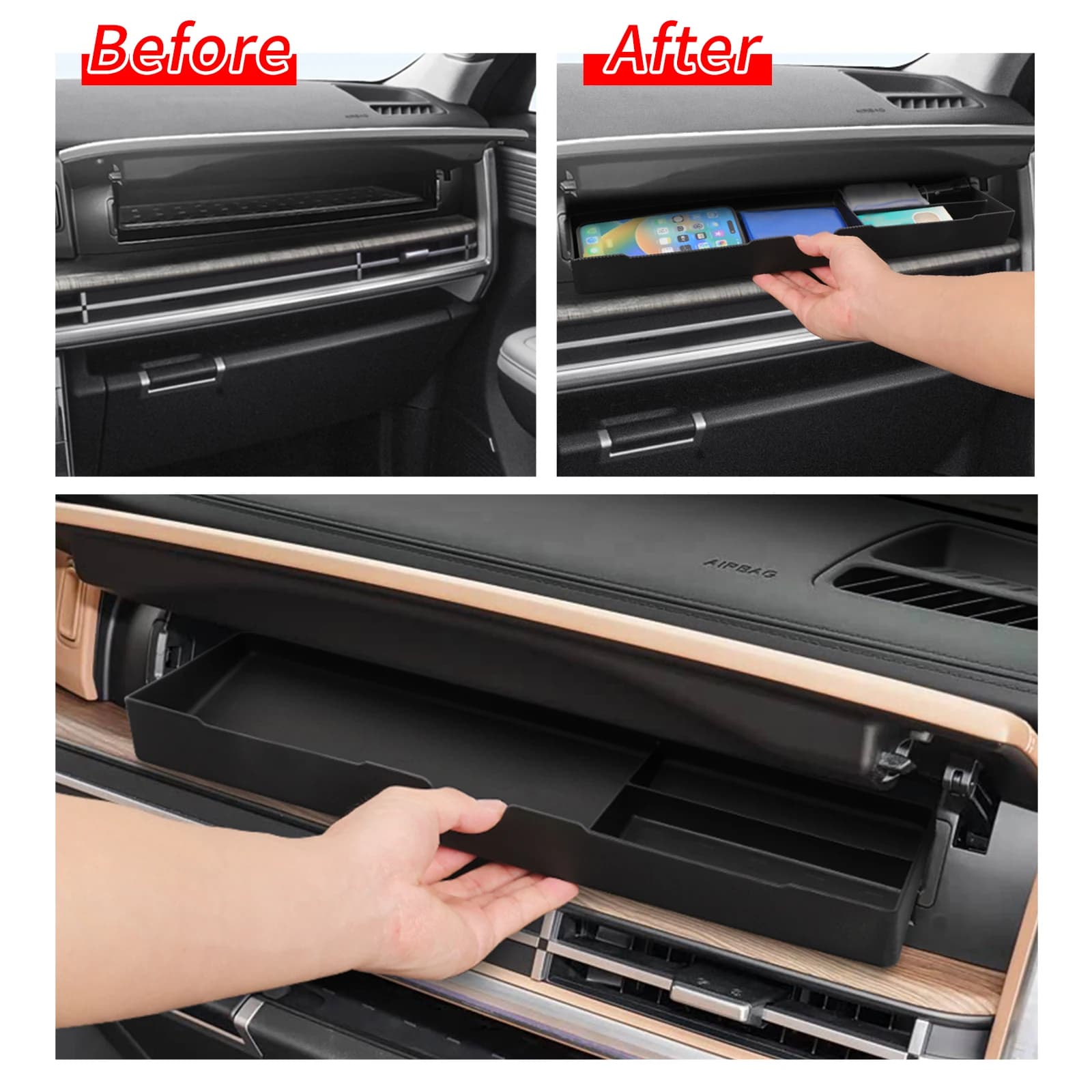 Per Hyundai Santa Fe 2024 2025 Auto Copilota Cruscotto Scatola di Immagazzinaggio Cassetto Vassoio TPE Organizzatore Accessori Interni