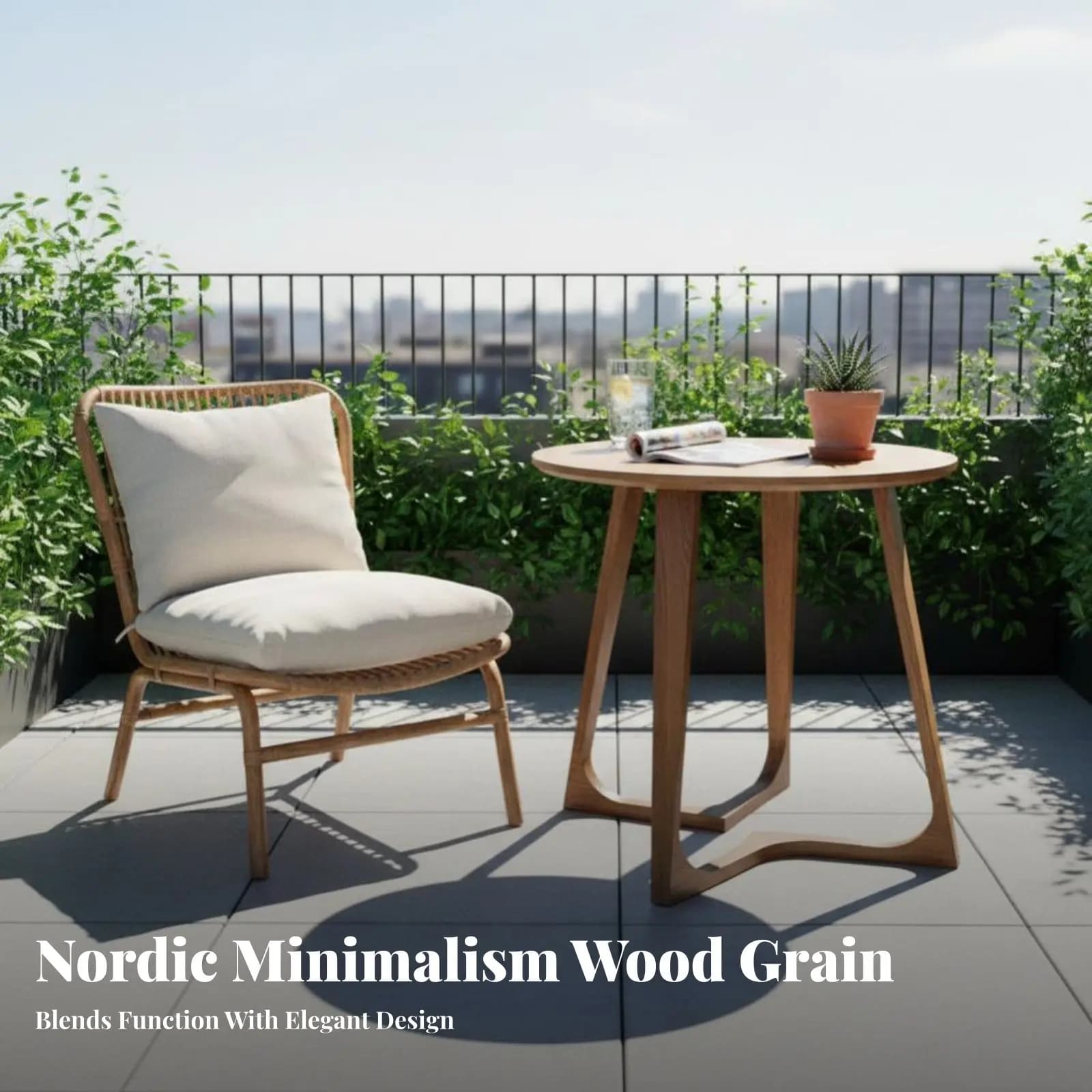 Tavolino rotondo con piedistallo, struttura robusta in legno, design nordico, adattabile per appartamenti e soggiorni.