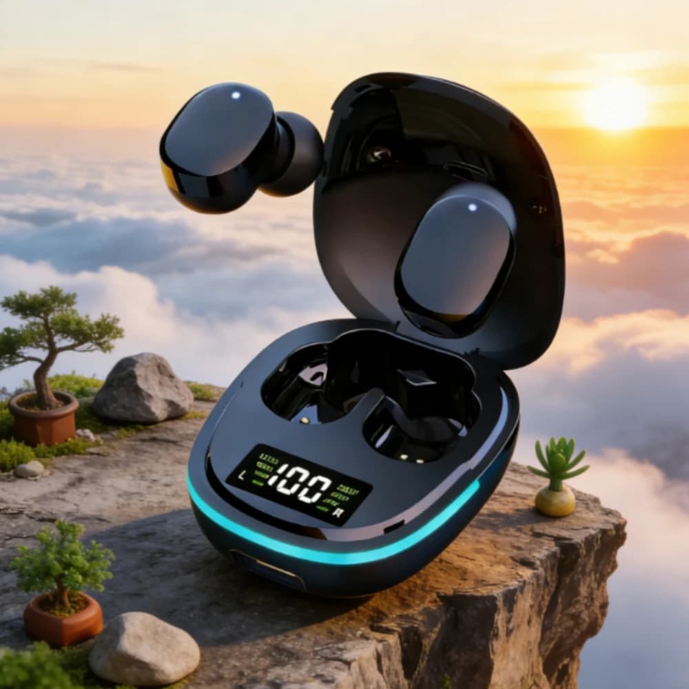 Cuffie Bluetooth TWS Fone con microfono, display LED, auricolari in-ear, cuffie Bluetooth wireless, auricolari con cancellazione del rumore per telefono