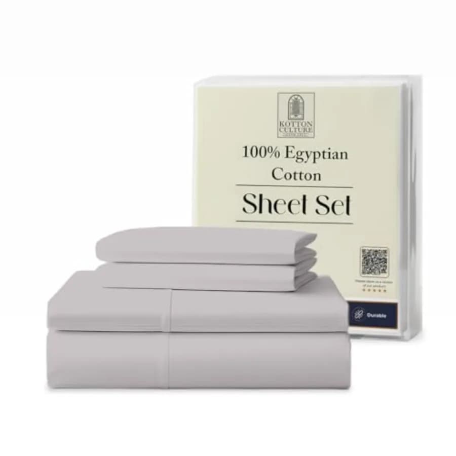 Set di 4 Lenzuola in Cotone Egiziano 0% - Biancheria da Letto di Lusso per Hotel, Tessuto Satinato Morbido e Rinfrescante, Lenzuola Durevoli con Tasche Profonde