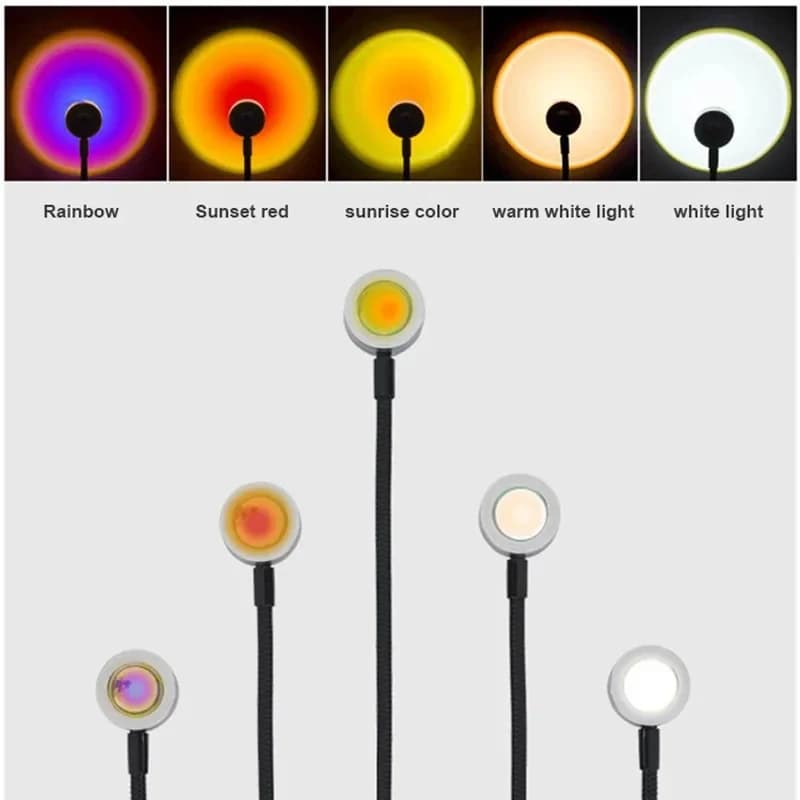 Lampada da proiezione USB Tramonto Arcobaleno Atmosfera Luce notturna Luce al tramonto per fotografia Selfie Coffee Store Decorazione da parete dal vivo