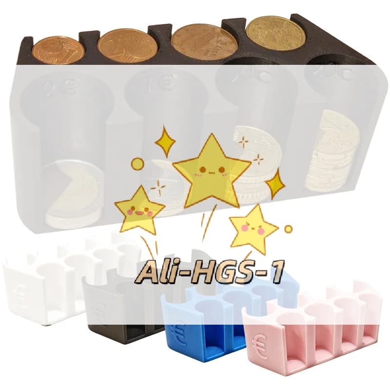 Contenitore Portamonete Euro, Dispenser Monete Euro, Portamonete da 2€, 1€, 50c, Organizzatore Monete in Plastica, Scatole Porta Soldi