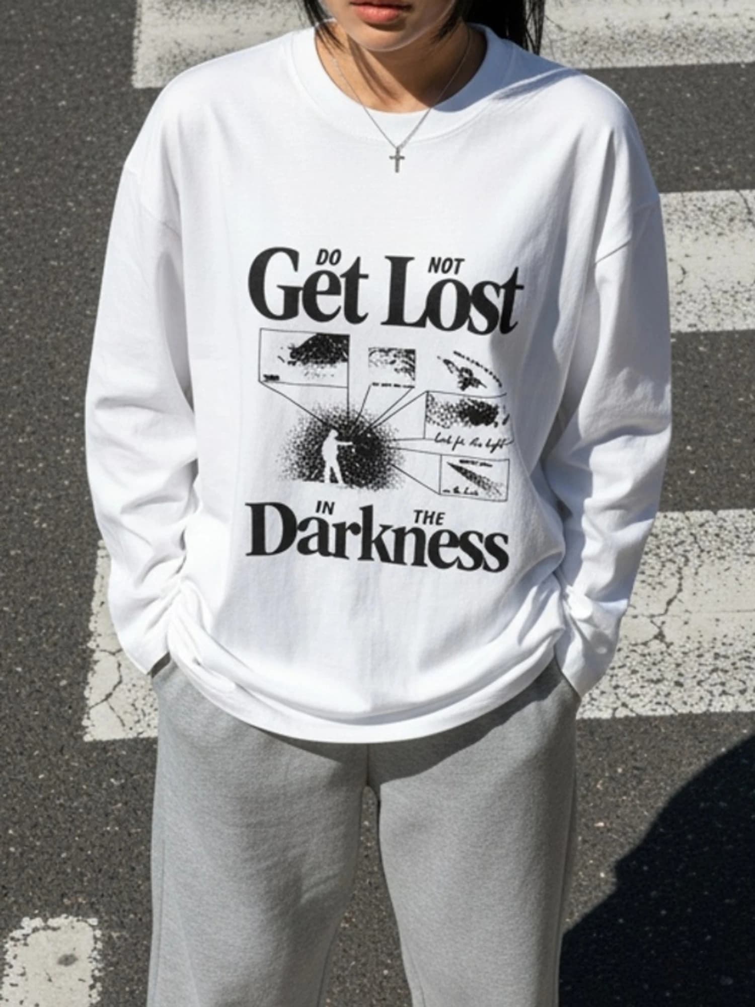 Korean-Style Loose-Fitting Letter Print Unisex T-Shirt for Autumn Long Sleeve Top