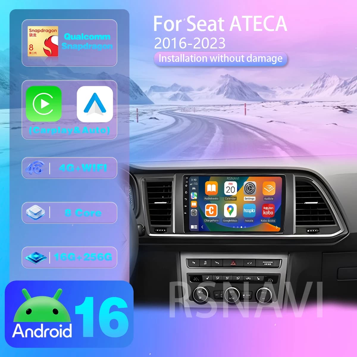 Android 16 Carplay Auto Car Radio Multimedia Player For SEAT Ateca Cupra 2016 - 2021 2 Autoradio Stereo Plug and Play Snapdragon