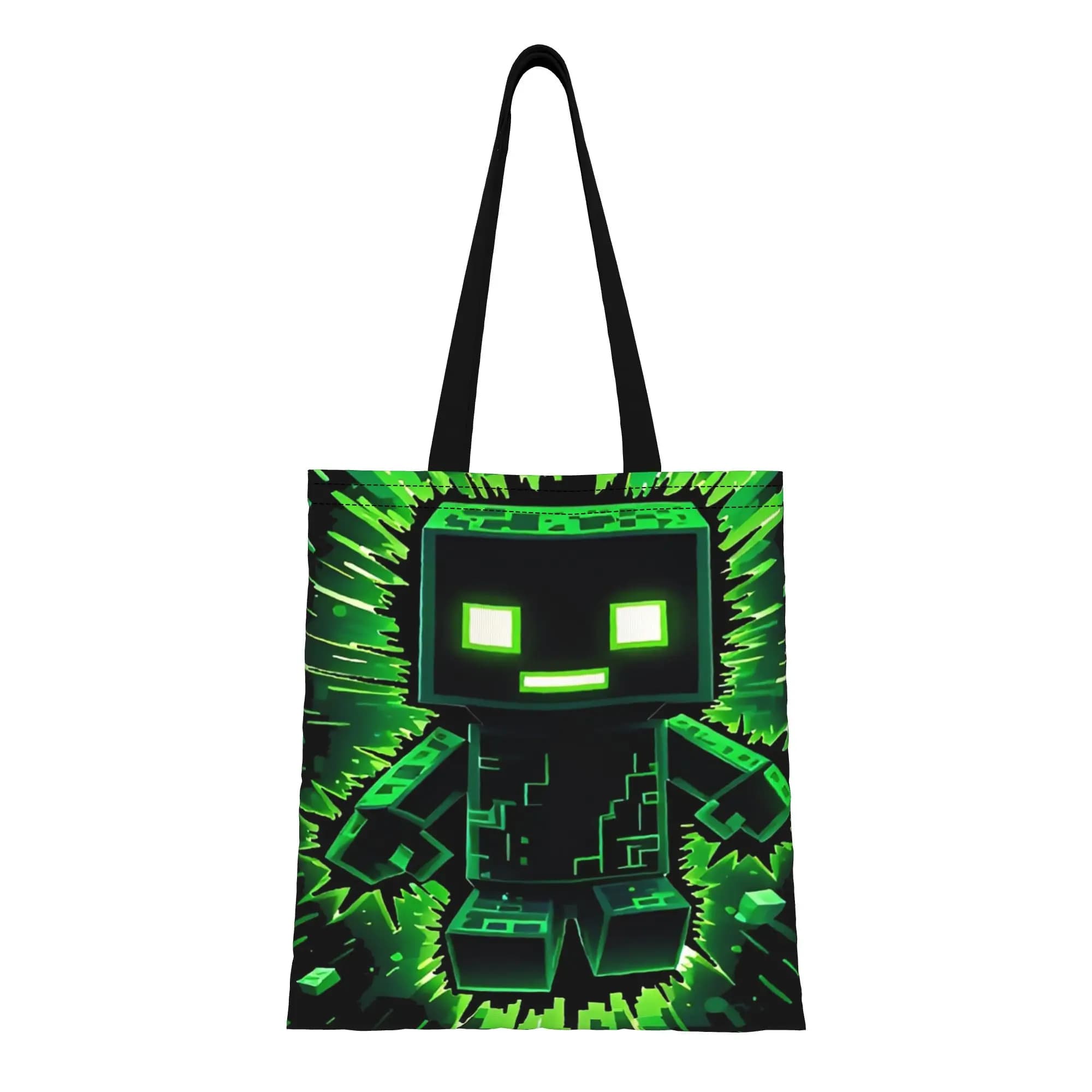 Borsa tote in tela riutilizzabile a doppio lato Creeper Explosion, borsa a tracolla