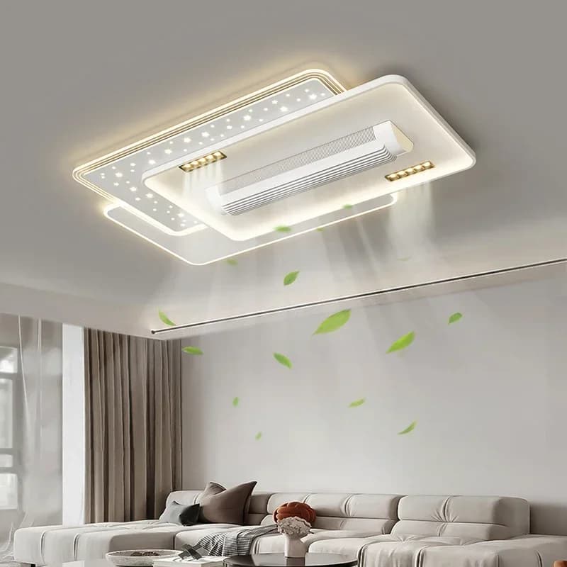 Ventilatori da Soffitto Silenziosi Invisibili Senza Pale con Lampada LED e Telecomando, Illuminazione per Soggiorno e Camera da Letto