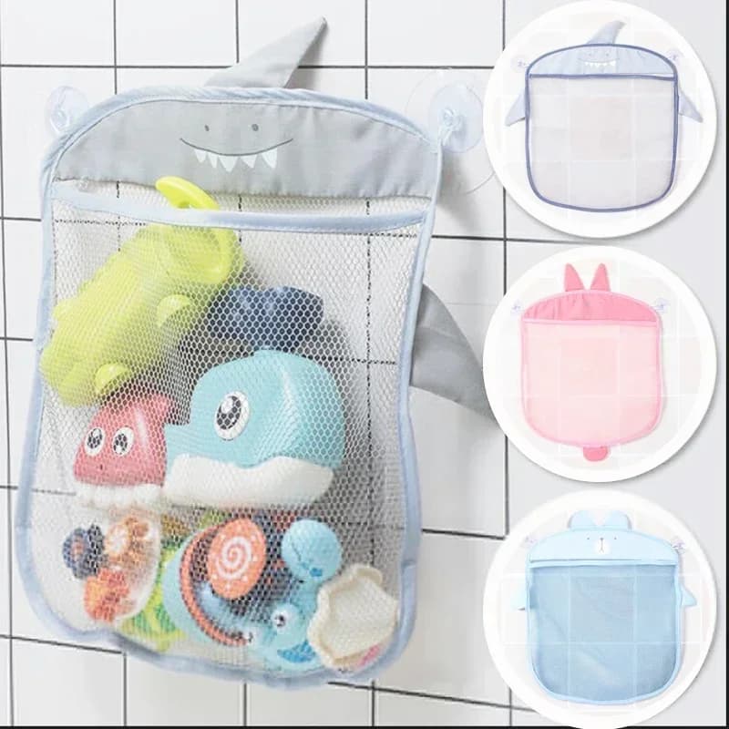 Borsa a rete per riporre giocattoli Borsa a rete per bagno per bambini per bambini Giocattoli da bagno Cestino per bambini Forme di animali dei cartoni animati Organizzatore per ventosa di sabbia in stoffa