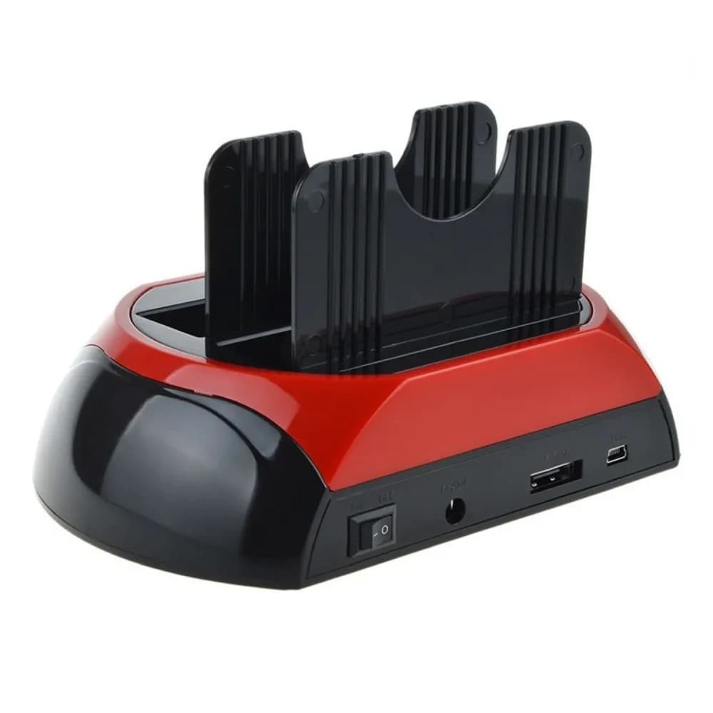Docking station per hard disk all-in-one con lettore di schede USB 2.0 a SATA, compatibile con dischi da 2.5 e 3.5 pollici, con funzione di clonazione OTB.